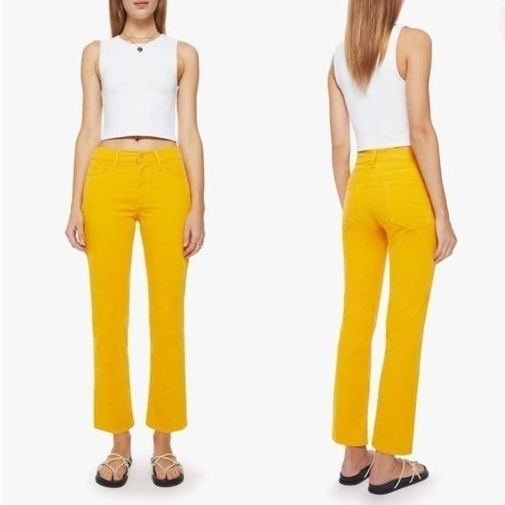 Mother Mid Rise Rider Ankle Corduroy Pants Golden Glow 27